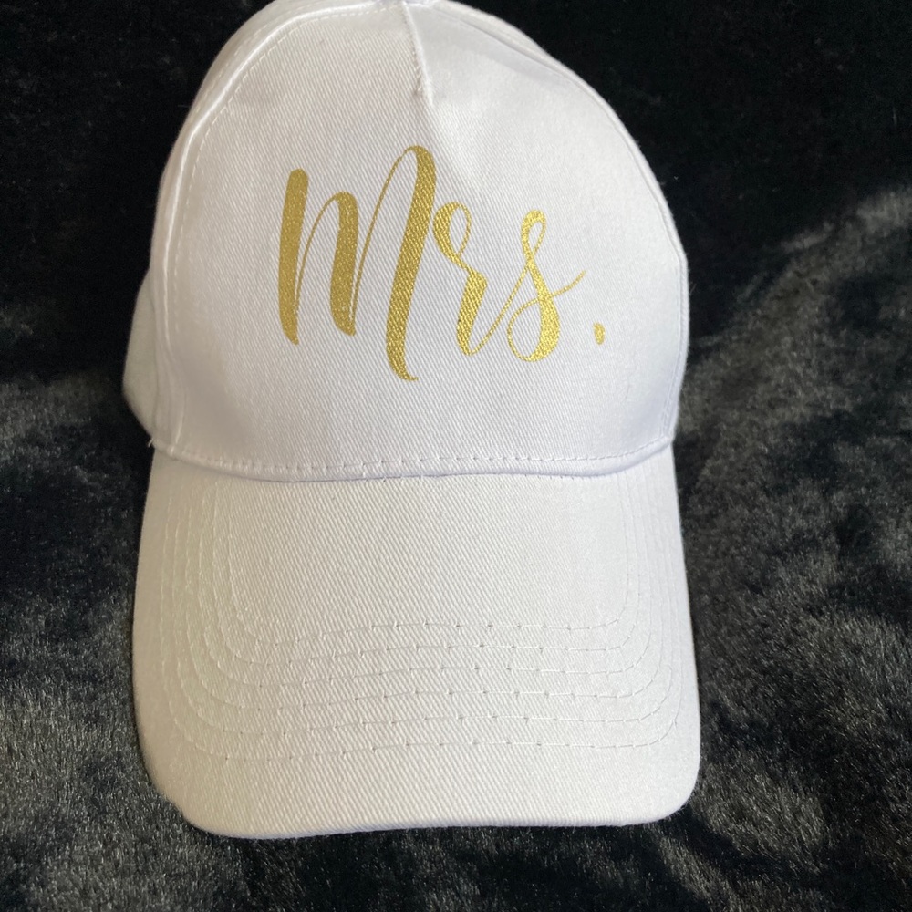“Mrs. “ white baseball hat for the new bride